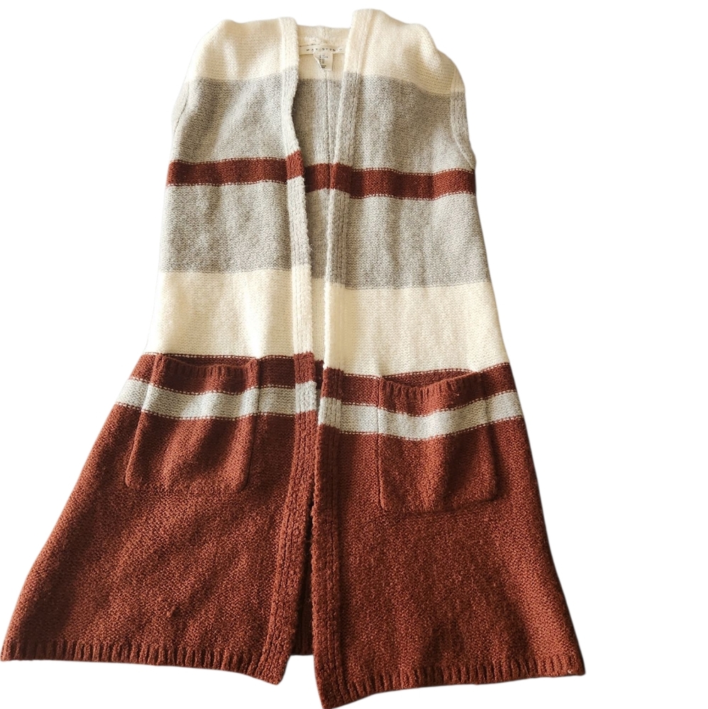 Max Studio Cream and Gray Cardigan Sweater